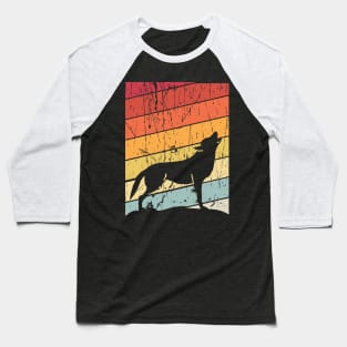 retro wolf howling Baseball T-Shirt